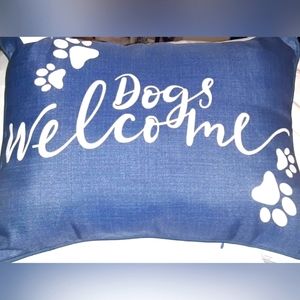"Dogs Welcome" Lumbar Pillow
